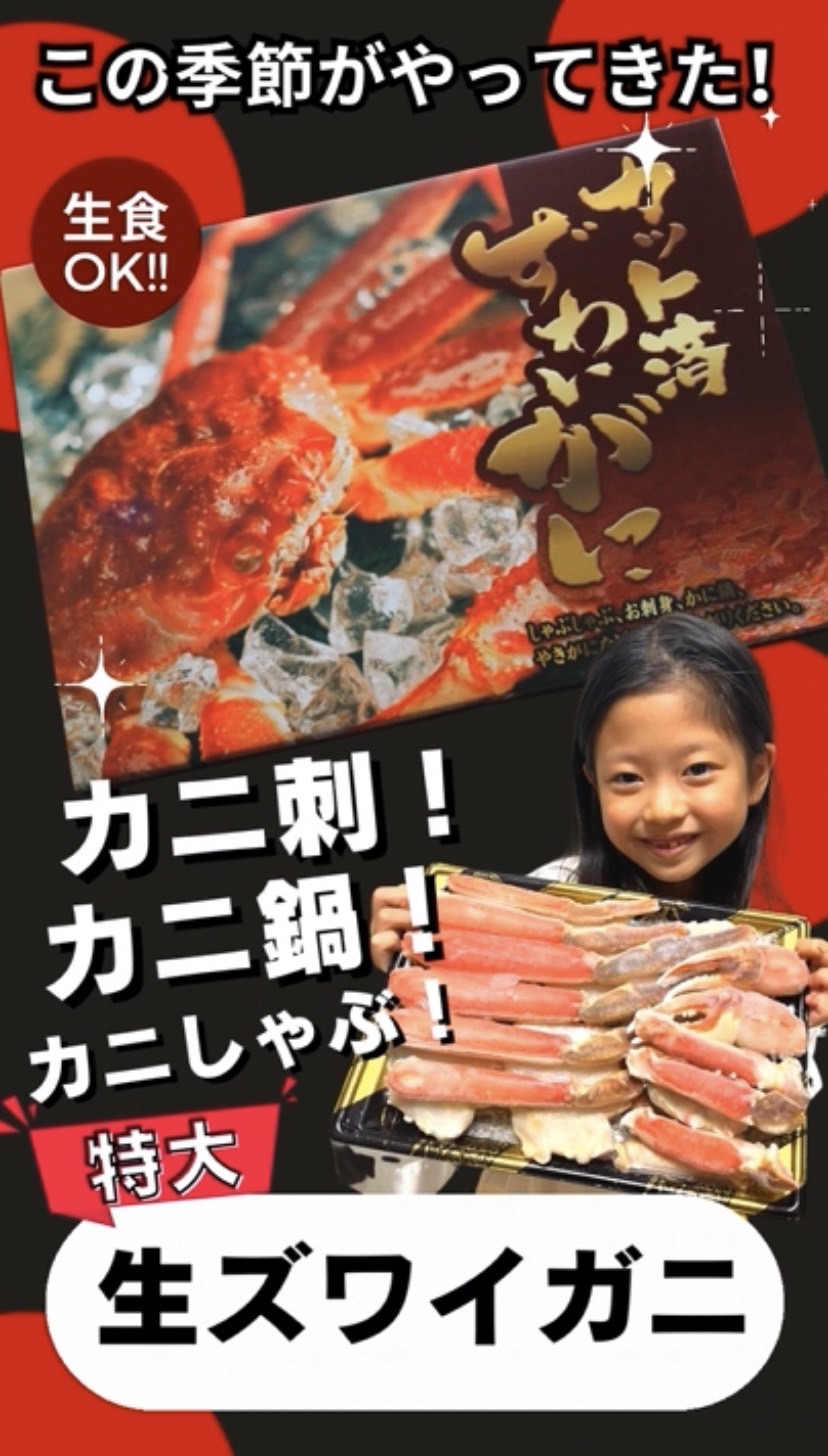 【早割は11月末まで】特大！生ずわいがに 800g🦀🦀